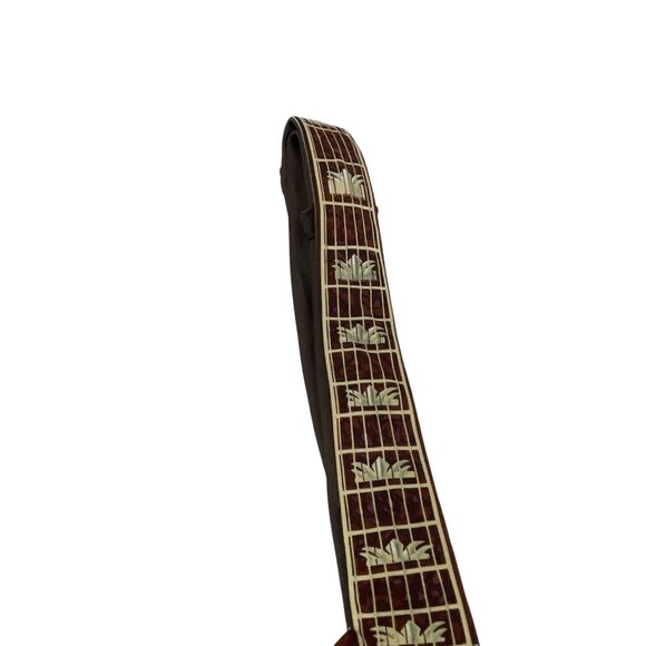 Esquire 100% Silk Hand Sewn Guitar Design Novelty Tie Brown Tan - Picture 9 of 9